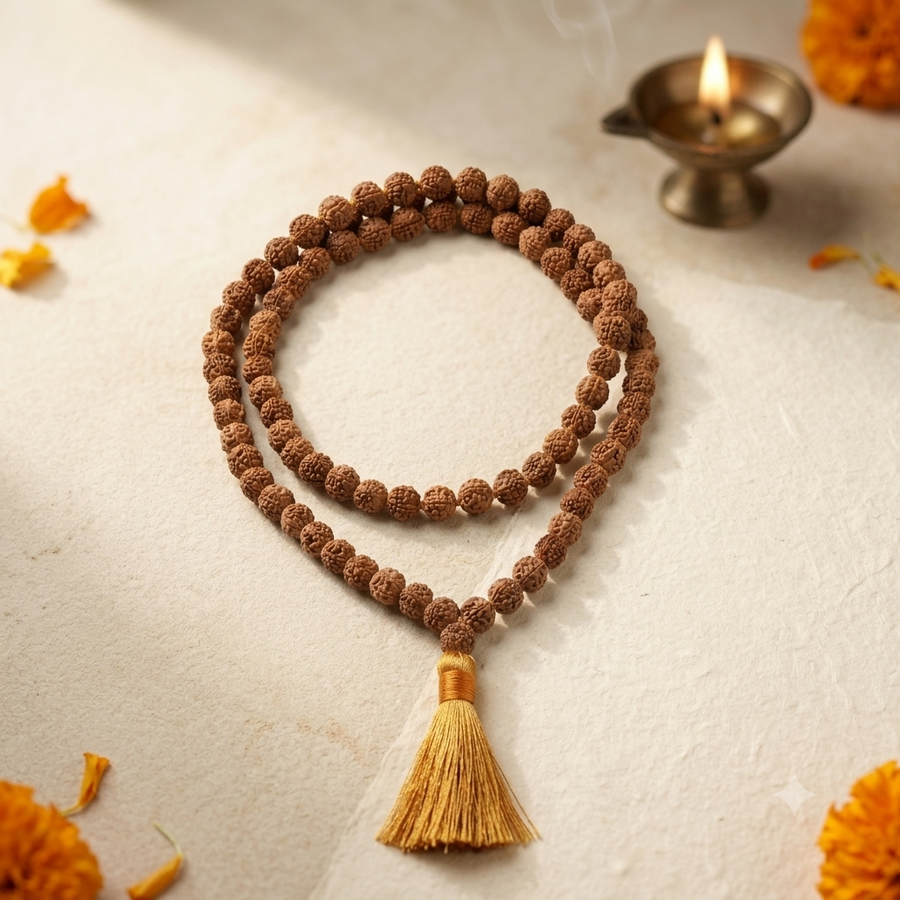 108 Beads Rudraksha Jaap Mala Lab Tested & Certified | Natural & Authentic