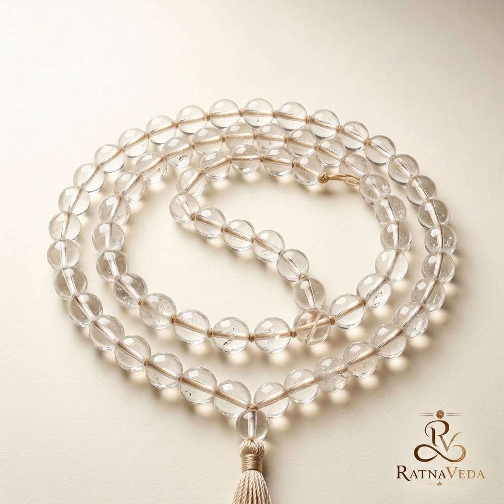 Sphatik mala | Lab Tested & Certified | Natural & Authentic